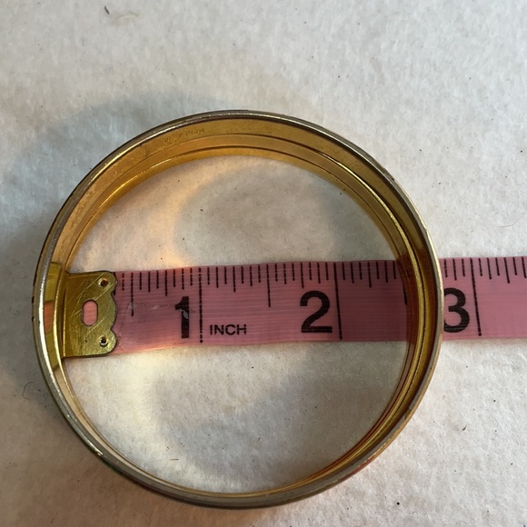 THREE vintage Monet gold tone bangles 2.5” diameter - Picture 5 of 7